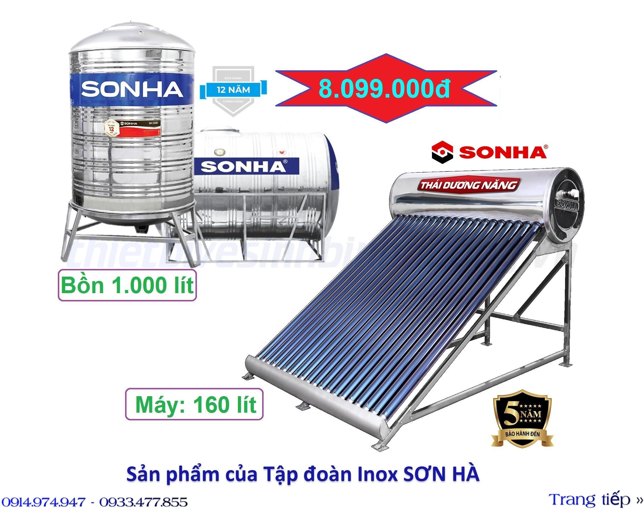 KM03- Trọn bộ Máy nóng lạnh 160L kèm Bồn nước 1000L